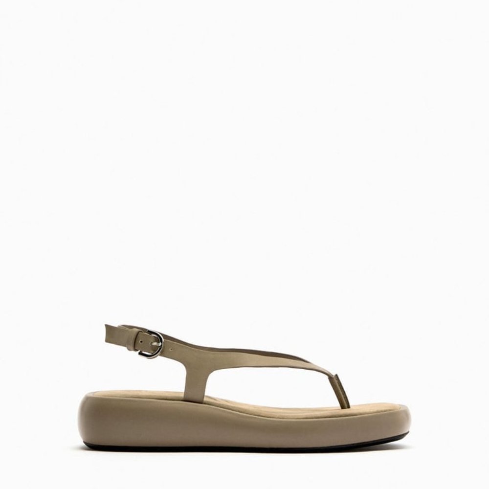 NWT ZARA FLATFORM LEATHER SANDALS 8